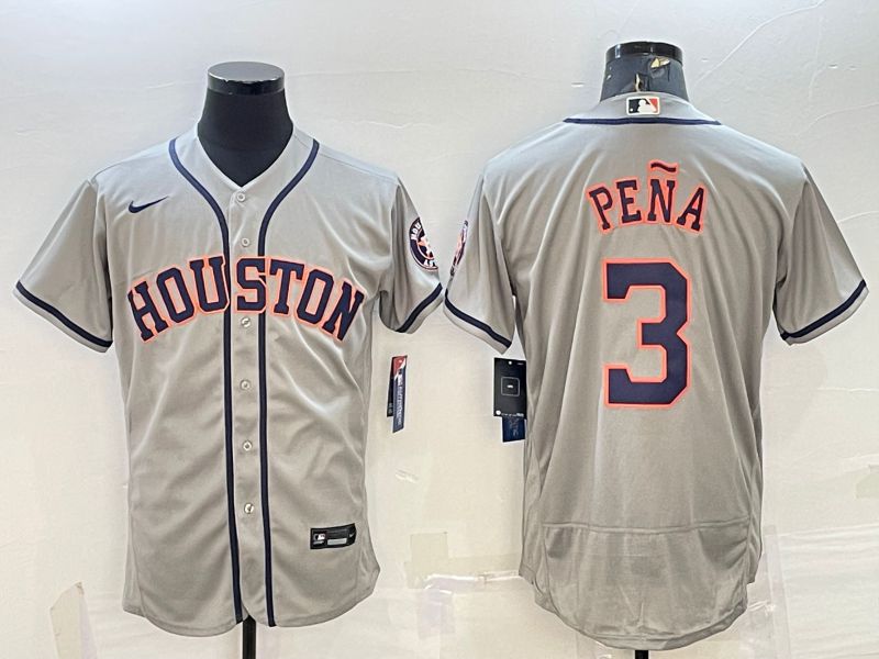 Men Houston Astros #3 Pena Grey Elite Nike 2022 MLB Jerseys->houston astros->MLB Jersey